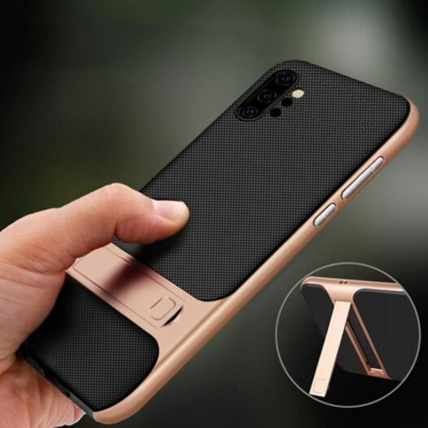2 In 1 Soft Tpu Hard Pc Bracket Mobile Phone Case For Samsung Galaxy Note 10 Plus / Pro Black Note10