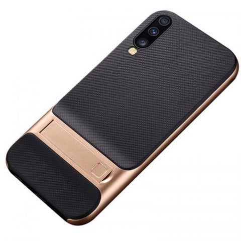 2 In 1 Soft Tpu Hard Pc Phone Case Cover With Invisible Bracket For Samsung Galaxy A70 / A40 Gold