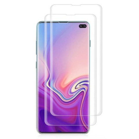 3D Arc Side Full Screen Tempered Glass Film For Samsung Galaxy S10 Plus 2Pcs Transparent