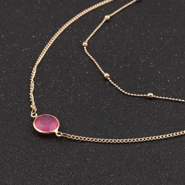 Veile Studios Natural Stone Glass Inlaid With Fashion Necklace Red Necklaces & Pendants