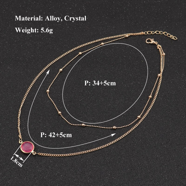 Veile Studios Natural Stone Glass Inlaid With Fashion Necklace Red Necklaces & Pendants