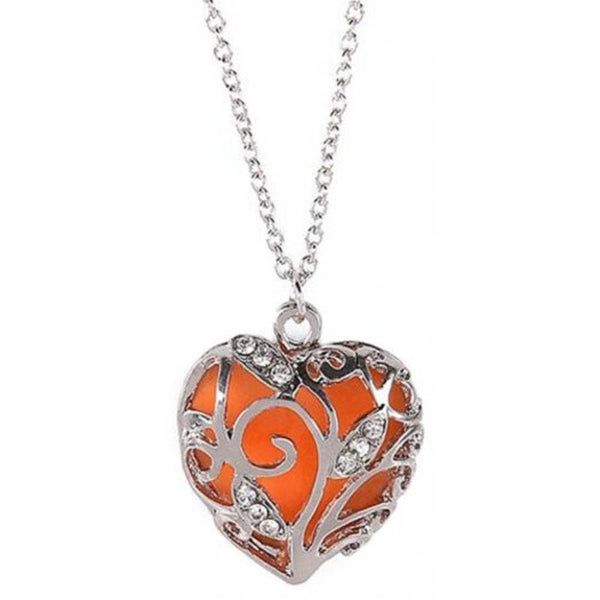 Veile Studios Necklaces Luminous Heart Shaped Pendant Orange Necklaces & Pendants