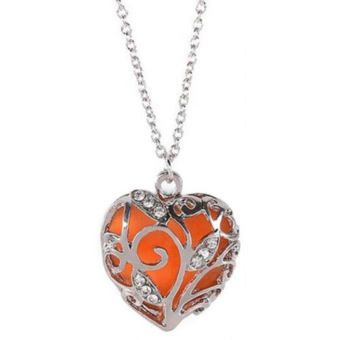 Veile Studios Necklaces Luminous Heart Shaped Pendant Orange Necklaces & Pendants