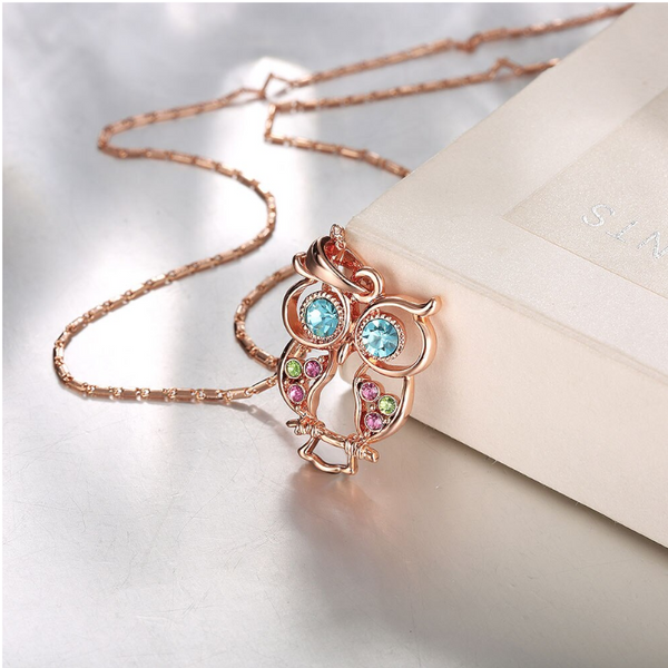 Necklaces Rose Gold Plated Glass And Czech Drill Owl