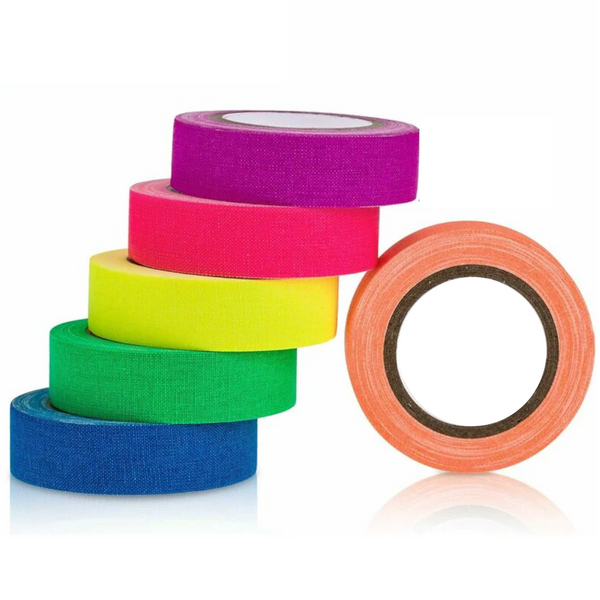Neon Gaffer Tape 6 Colors Uv Blacklight Glow In The Dark Fluorescent For Party (0.6 Inch X 16.5 Feet) Adhesive Tapes