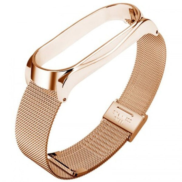 Net Chain Smart Bracelet Watch Wrist Strap Watchband For Xiaomi Mi Band 3 Dark Goldenrod