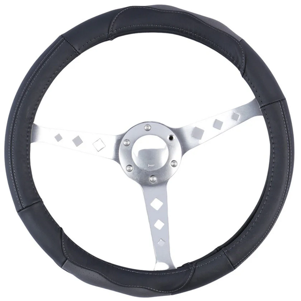 Nevada Steering Wheel Cover - Black/Grey [Leather]