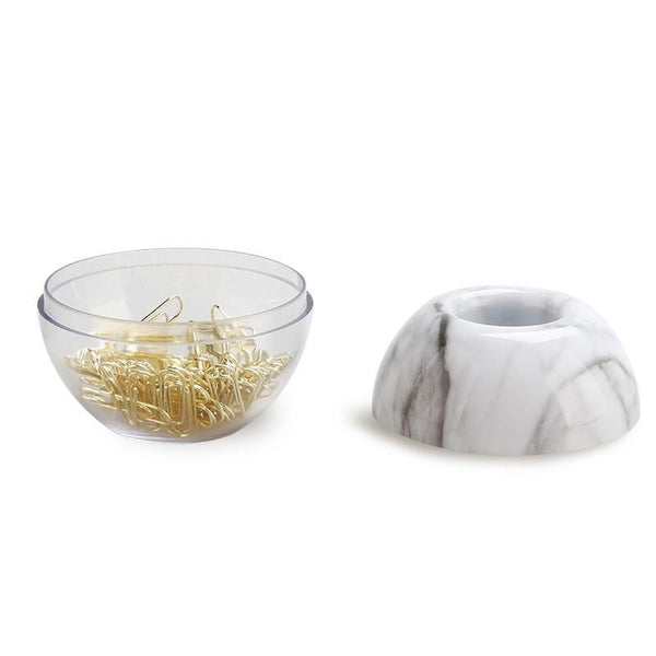 Marble Sphere Paper Clip Holder Office Storage Accessories Paperclips