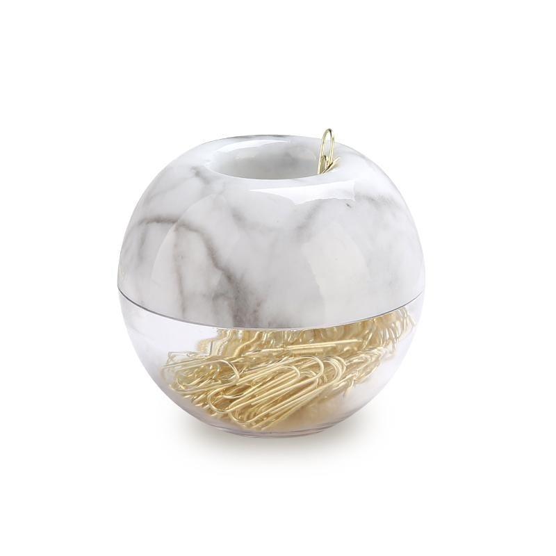 Marble Sphere Paper Clip Holder Office Storage Accessories Paperclips