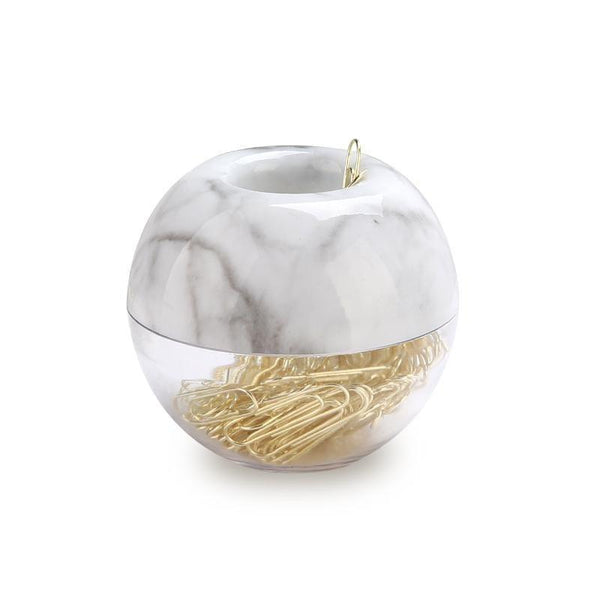 Marble Sphere Paper Clip Holder Office Storage Accessories Paperclips
