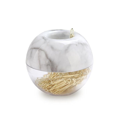 Marble Sphere Paper Clip Holder Office Storage Accessories Paperclips