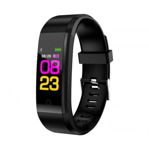 115Plus Color Screen Intelligent Sports Pedometer Waterproof Heart Rate Electronic Bracelet Black Smart Watches