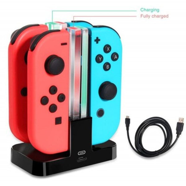 4 In 1 Led Charging Dock Station For Nintendo Switch Joy Con Controllers Black Chargers & Charging Docks