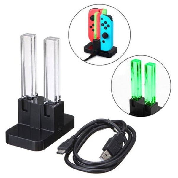 4 In 1 Led Charging Dock Station For Nintendo Switch Joy Con Controllers Black