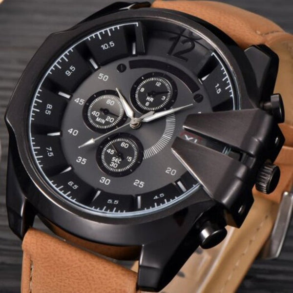 Veile Studios Belts Quartz Large Dials Men's Masculino Wrist Luxury Top Brand Brown Watches