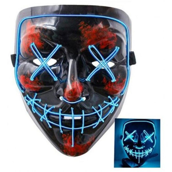 Christmas Mask Cosplay Led Costume El Wire Light Up For Party Blue
