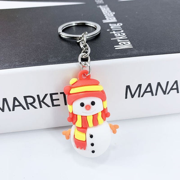 Snowman Silicone Christmas Key Ring Keychain Car Pendant Keyrings