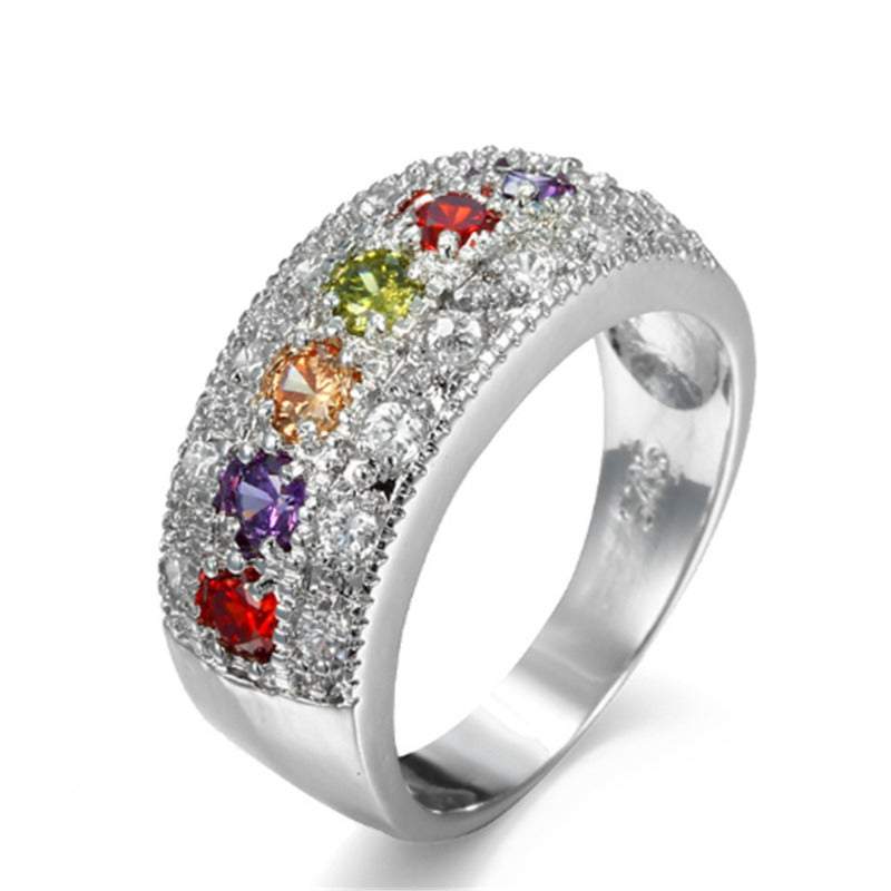 Veile Studios Coloured Zircon Half Circle Women's Engagement Wedding Cubic Zirconia Pave Rings