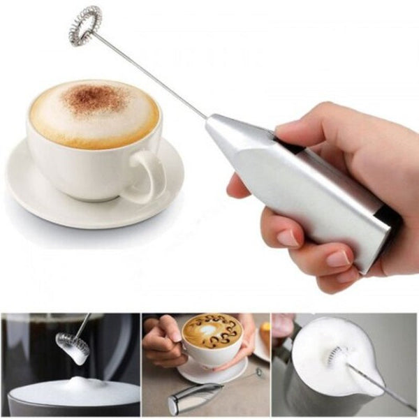 Electric Small Egg Beater Coffee Roasting Cream Bubbler Kitchen Gadget Silver Milk Frothers