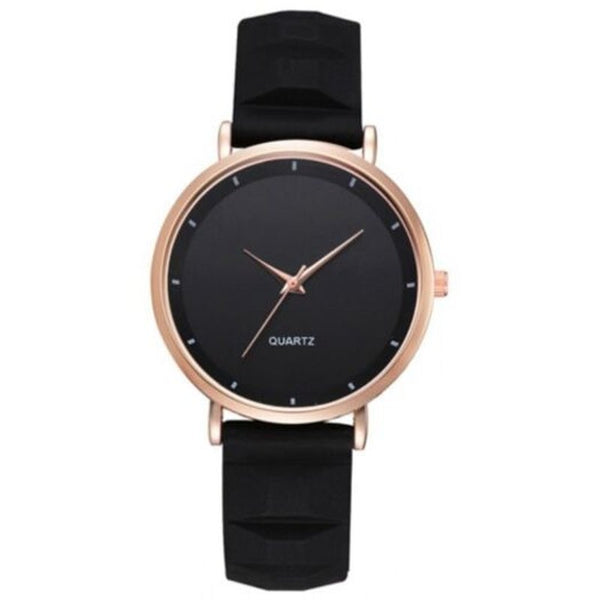 Veile Studios Fashion Pinkycolor Lady Minimalism Silica Gel Quartz Watch Black Watches