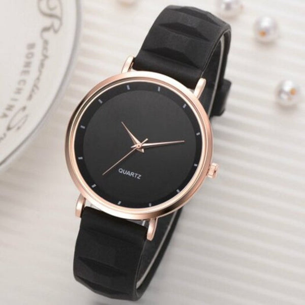 Veile Studios Fashion Pinkycolor Lady Minimalism Silica Gel Quartz Watch Black Watches