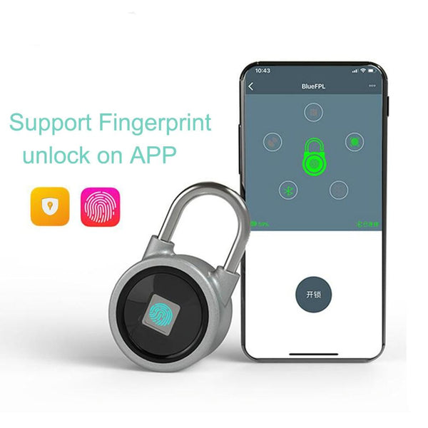 Fingerprint Smart Keyless Padlock App Button Password Unlock Anti Theft Lock