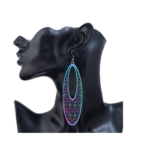 Veile Studios Gradient Super Thin Floral Cut Out Oblong Dangle Earrings