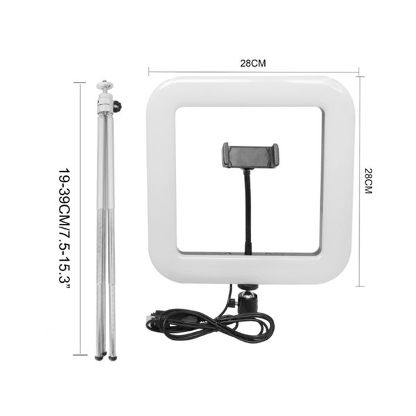 28Cm Led Square Light With Tripod For Live Studio Makeup Photography Filter Rings & Holders