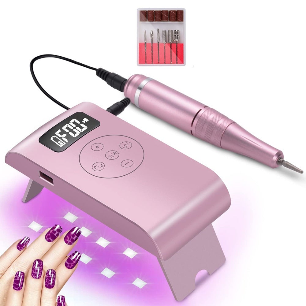 Rechargeable Electric Cordless Nail Drill Machine 35000 Rpm Uv Gel Dryer Lamp Electric Files & Tools