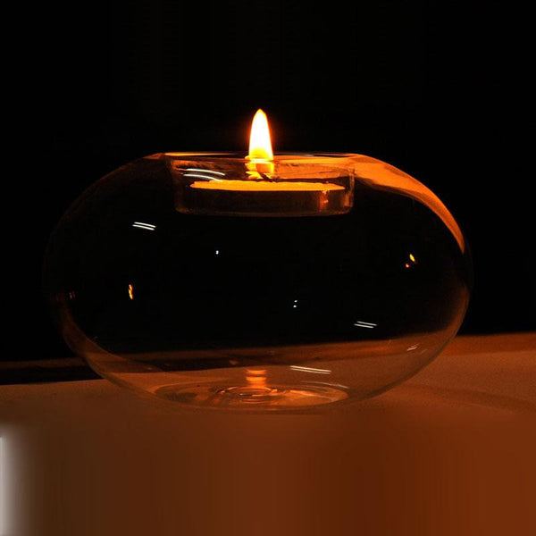 Round Glass Candle Holder For Tealight Candles Decor Candle Holders & Accessories