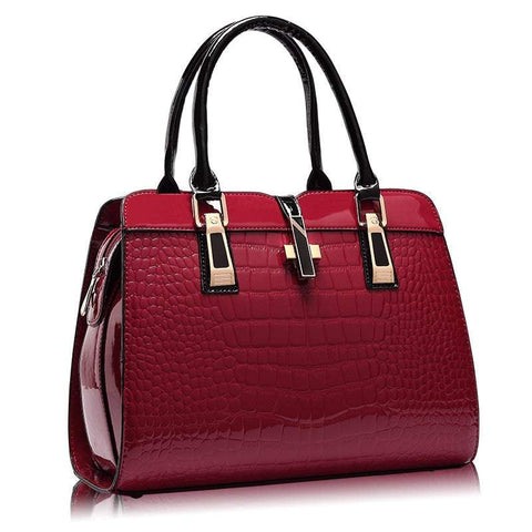 Handbags Style Ladies Pu Leather Shoulder Bag Portable Cross Body Burgundy