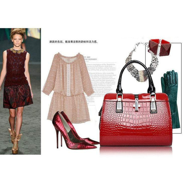 Handbags Style Ladies Pu Leather Shoulder Bag Portable Cross Body Burgundy Women's Bags & Handbags