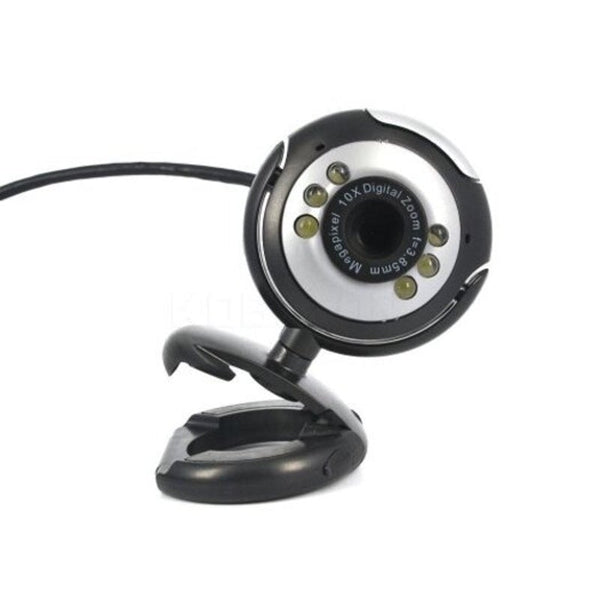 Usb 2.0 Digital Hd Webcam Camera 30.0 Mega Pixels 6 Led With Mic Black Webcams