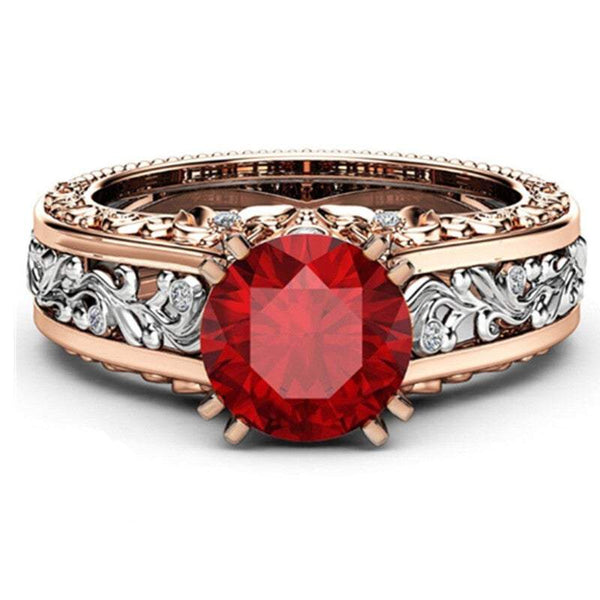 Veile Studios Rings Women Rose Gold Tile Topaz Wedding Engagement Floral Engagement/Wedding Ring Sets