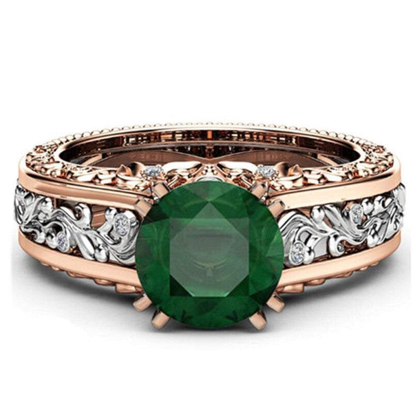 Veile Studios Rings Women Rose Gold Tile Topaz Wedding Engagement Floral Engagement/Wedding Ring Sets