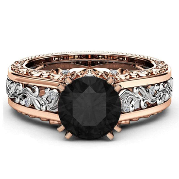 Veile Studios Rings Women Rose Gold Tile Topaz Wedding Engagement Floral Engagement/Wedding Ring Sets