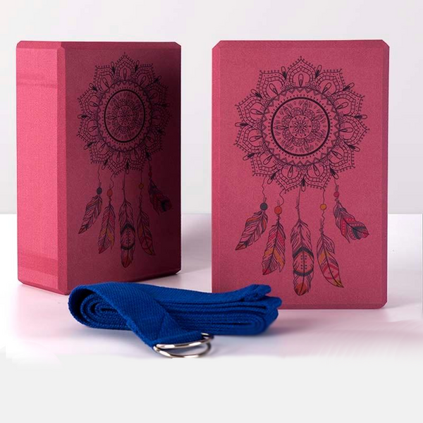 2 / Pcs Eva Yoga Block With Pilates Flexibility Stretching Strap Fitness Yoga Props