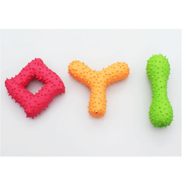 New Pet Latex Toy With Spiked Bone And Four Corner Square Sound Durable Teeth Cleaning Dog Dog Toys