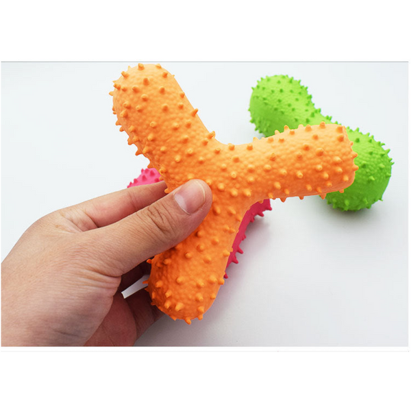 New Pet Latex Toy With Spiked Bone And Four Corner Square Sound Durable Teeth Cleaning Dog Dog Toys