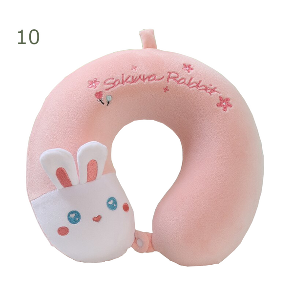 Animal Pattern Memory Cotton U Shaped Travel Pillow Car Neck Noon Rest Pillows