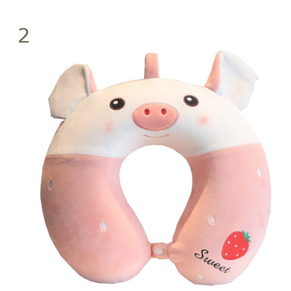 Animal Pattern Memory Cotton U Shaped Travel Pillow Car Neck Noon Rest Pillows