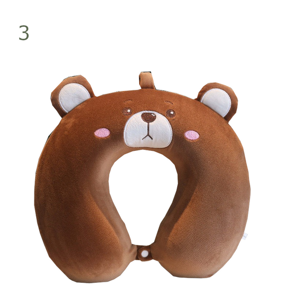 Animal Pattern Memory Cotton U Shaped Travel Pillow Car Neck Noon Rest Pillows