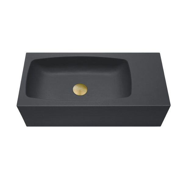 Mito New Concrete Cement Wash Basin Counter Top Matte Black Wall Hung Curved Bathroom Sinks