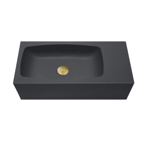 Mito New Concrete Cement Wash Basin Counter Top Matte Black Wall Hung Curved Bathroom Sinks