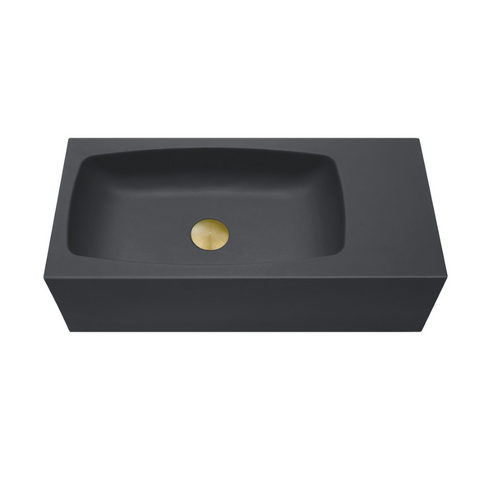 New Concrete Cement Wash Basin Counter Top Matte Black Wall Hung Curved