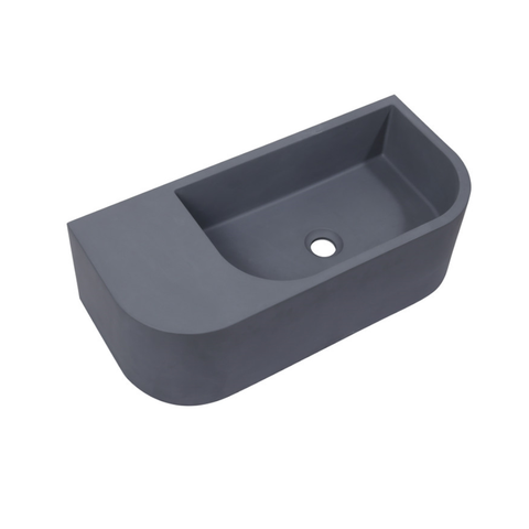 Mito New Concrete Cement Wash Basin Counter Top Matte Dark Grey Wall Hung Bathroom Sinks