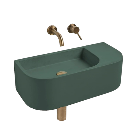Mito New Concrete Cement Wash Basin Counter Top Matte Lake Green Wall Hung Bathroom Sinks