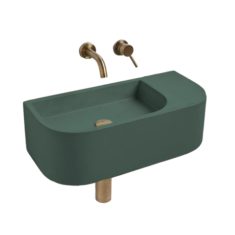 New Concrete Cement Wash Basin Counter Top Matte Lake Green Wall Hung