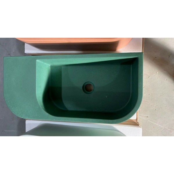 New Concrete Cement Wash Basin Counter Top Matte Lake Green Wall Hung