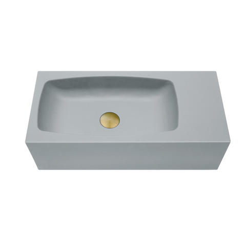 Mito New Concrete Cement Wash Basin Counter Top Matte Light Grey Wall Hung Curved Bathroom Sinks